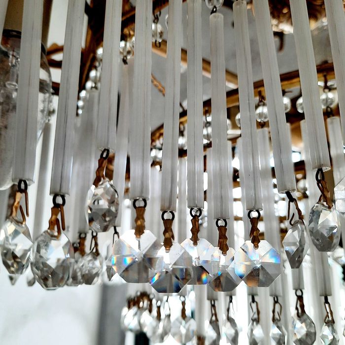 Lustre de teto vintage em latão e vidro