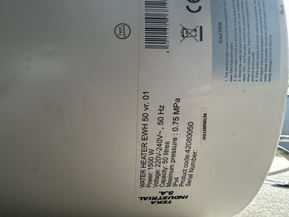 Cilindro 50litros agua quente