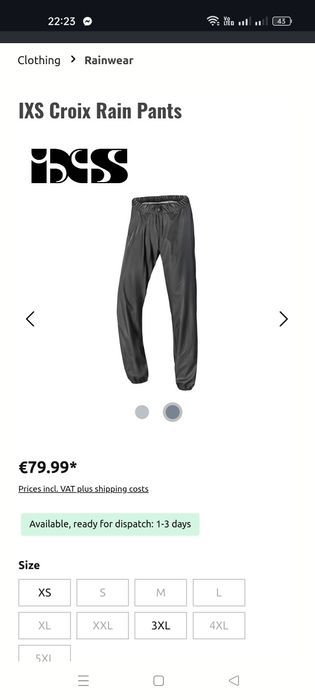 Przeciwdeszczowa kurtka i spodnie motocyklowe firmy IXS