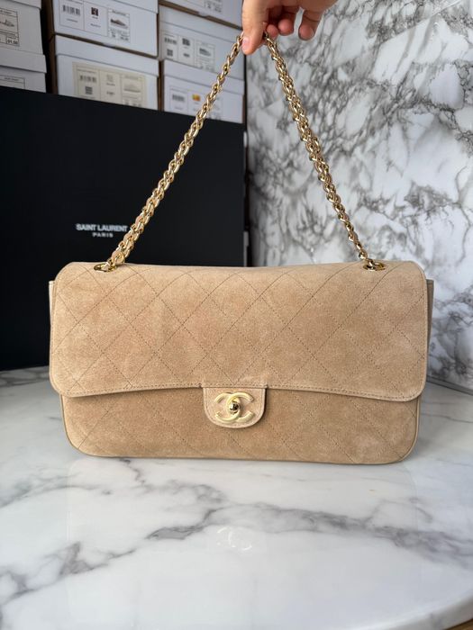 Torebka Chanel Maxi Flap Beige Suede