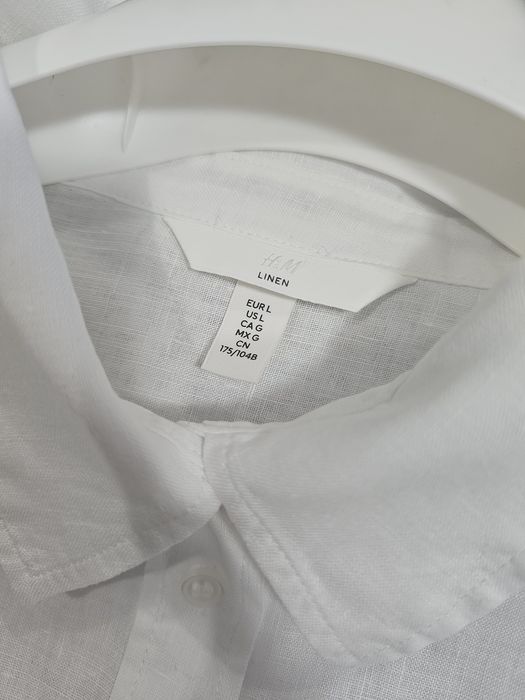 H&M тоненькая  льняная  рубашка  свободного кроя  л/хл