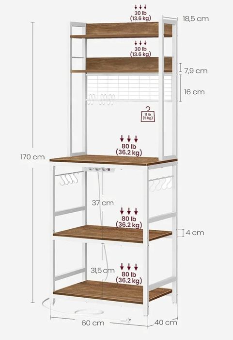 Regał Kuchenny Kredens Stojący Pomocnik