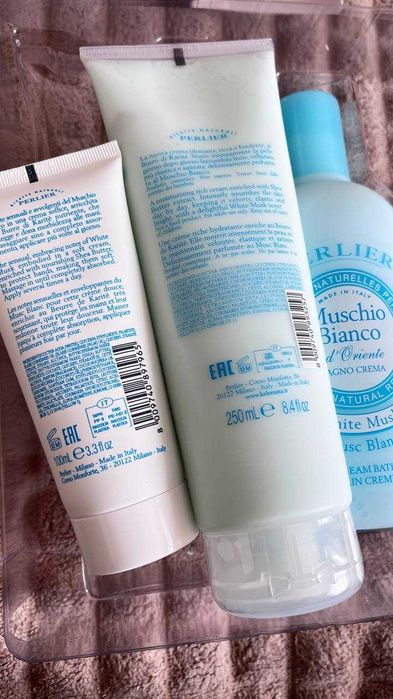 Преміальний подарунковий набір Perlier Muschio Bianco/Білий мускус, made in Italy, входить пінка/гель для тіла, крем для тіла та крем для рук