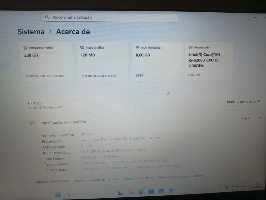 HP I5 com 8 gb ram