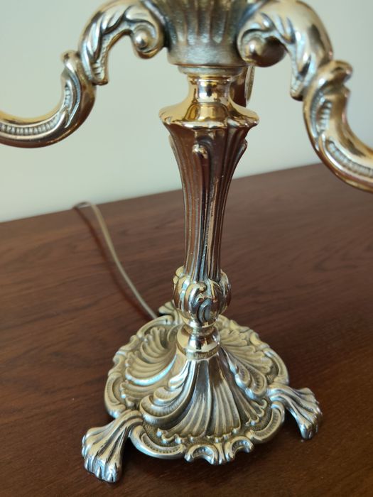 Mosiężna Lampa Vintage. Trzy ramienny  Kandelabr.