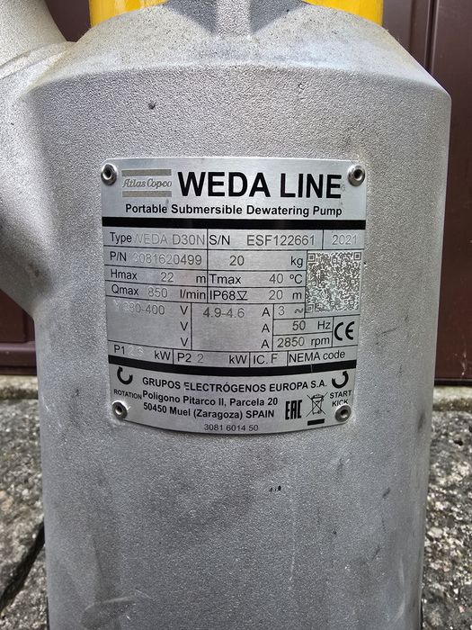 Pompa do brudnej wody Atlas Copco weda D30