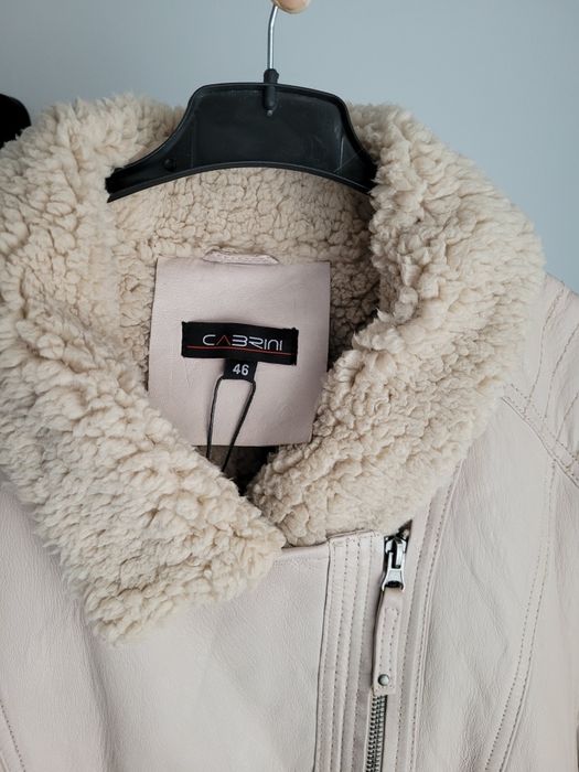 Kurtka skórzana damska ocieplana futerkiem  Cabrini 46 skora naturalna