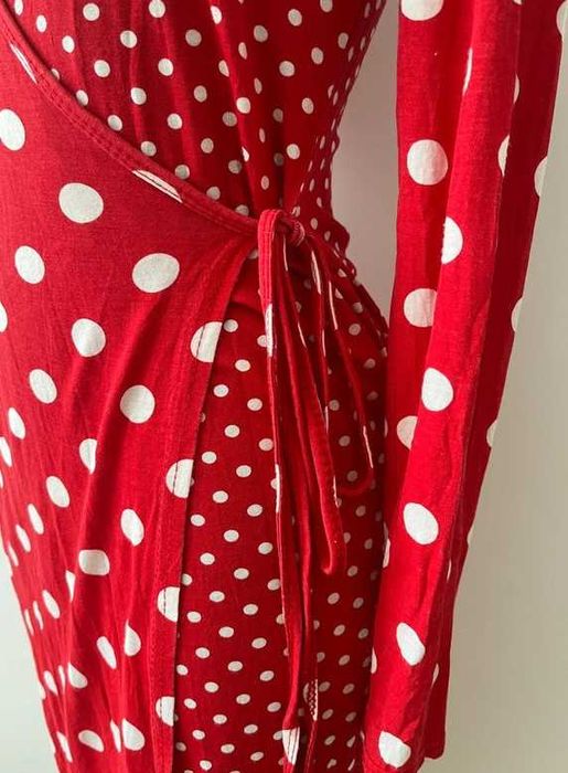 Sukienka czerwona w grochy 36/38 S/M,  Missguided