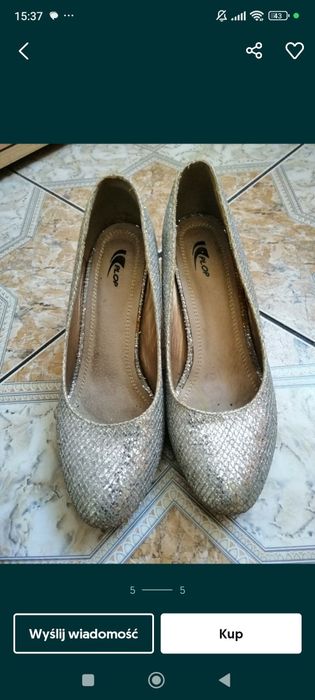 Buty na obcasiku srebrne