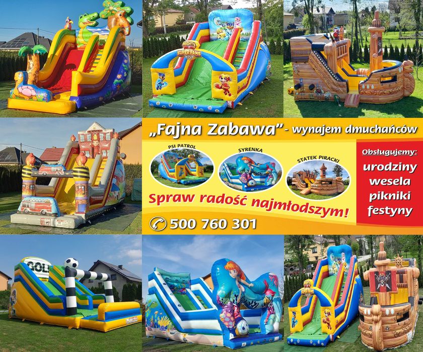 DMUCHANIEC, dmuchane zjeżdżalnie na wynajem. FAJNA ZABAWA