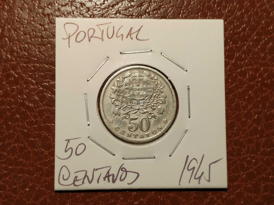 A323 moeda de 50 centavos de 1945 em alpaca - Portugal