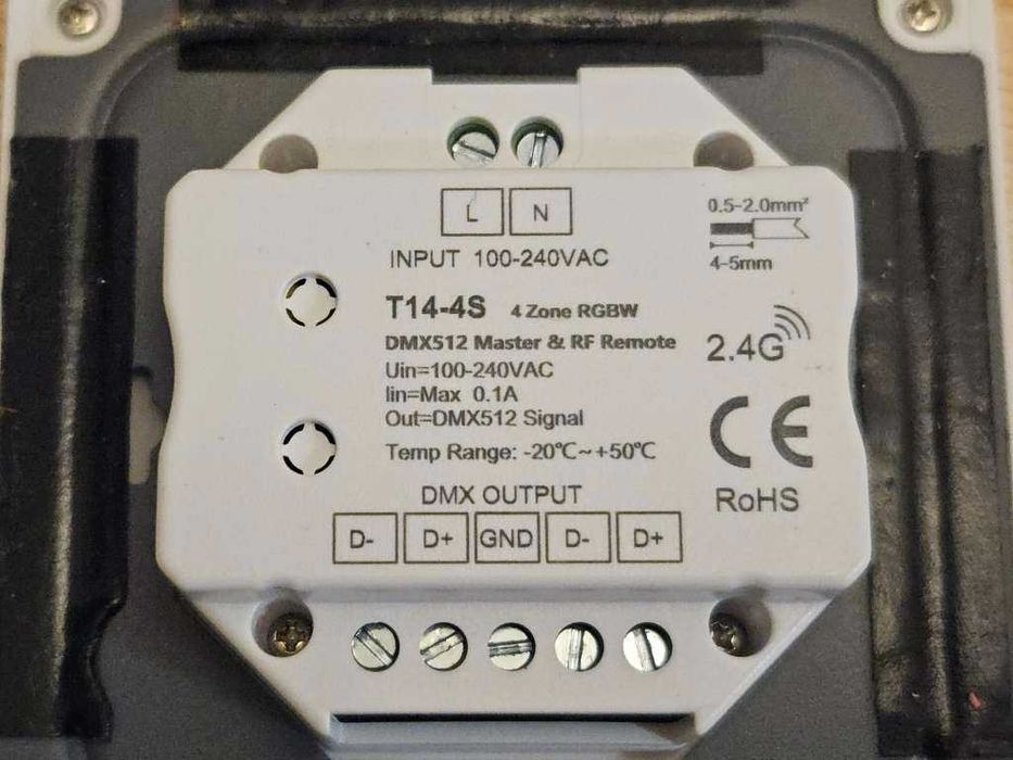 T14-4S 4 strefowy Panel dotykowy naścienny RGBW DMX512 RF 2.4GHz