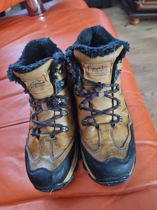 Skórzane buty ocieplane zimowe