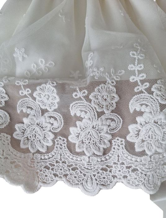 Biała Sukienka do chrztu dla dziewczynki z koronką biała Piękna krótk