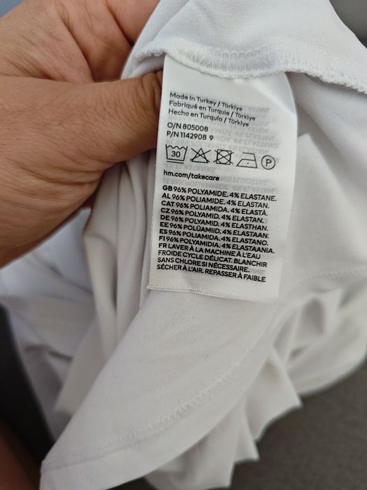 Biała koszulka h&m L Basic top gładki