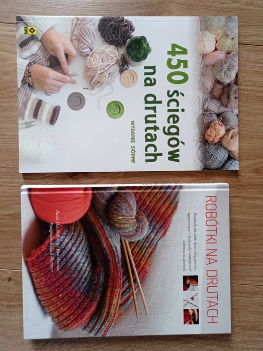 Książki "Robótki na drutach" oraz "450 ściegów na drutach"