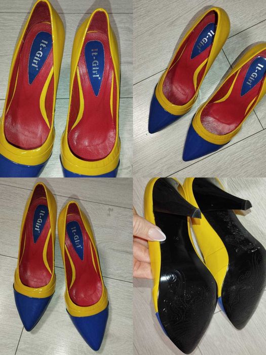 Туфлі човники в жовто-блакитному кольорі