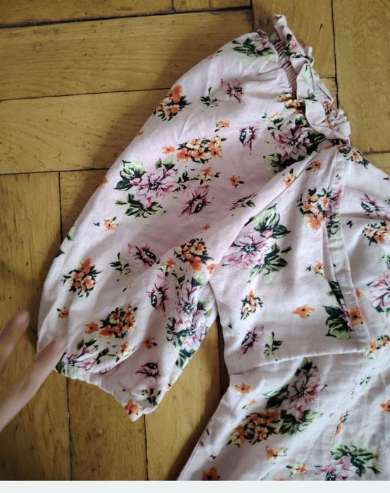 Платье лен с рукавами фонарик лиф на завязках XL-XXL