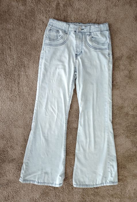 Spodnie dziewczęce 140 flare jasne bawełna 10 lat