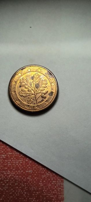 Moeda 1 cêntimo Alemanha 2009 F com erro cunhagem