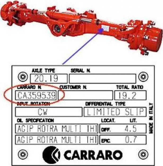 Części do przedniej osi Carraro 20.29 SI / Claas/ Renault