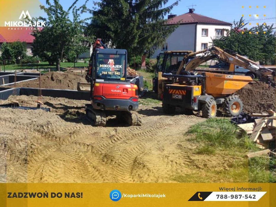 Prace ziemne KOPARKA minikoparka podjazdy korytowanie fundamenty wykop