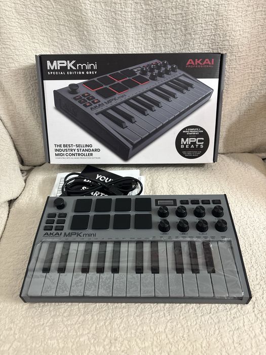 Teclado midi AKAI Professional MPK Mini MK3 – Special Edition Grey – Cinzento – Novo