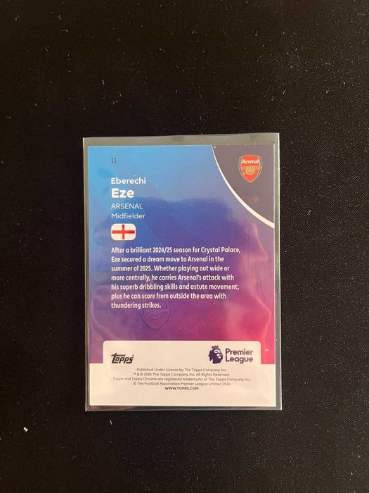 Topps Chrome Eberechi Eze – Arsenal – Cartão Base