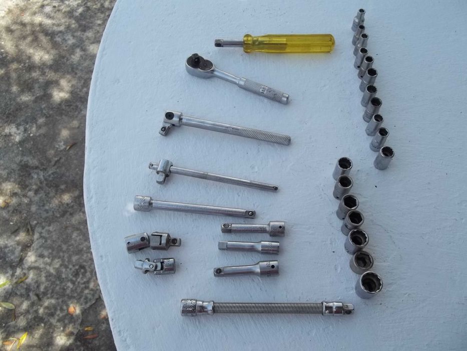 Jogo de chaves de caixa, em polegadas, encaixe de 1/4"