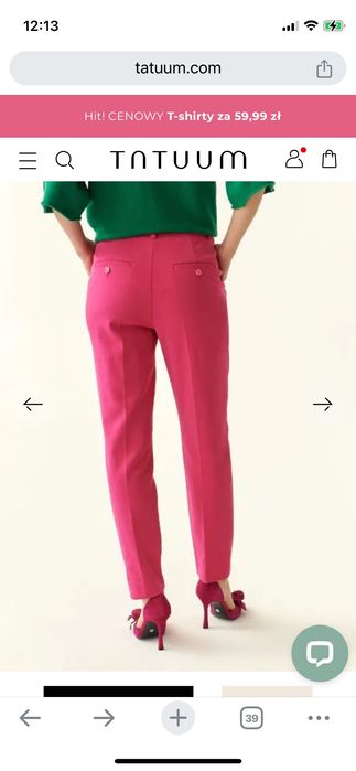 Różowe spodnie garniturowe Tatuum Jani 40 jak Nowe