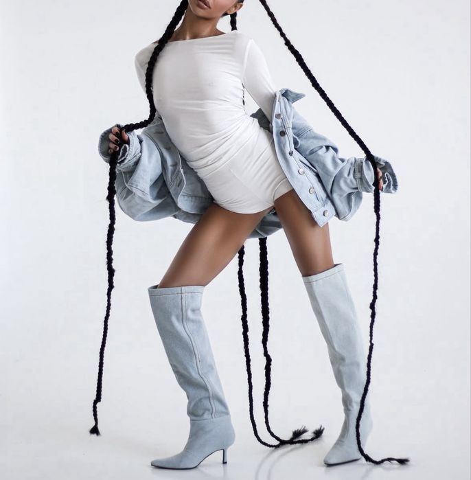 Джинсовые ботфорты