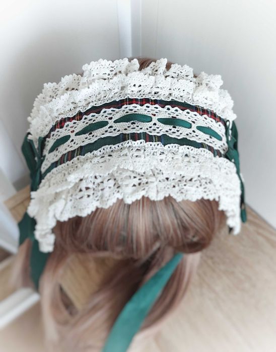 Хеддрес лоліта білий зелений чепець аксесуар для волосся аніме косплей