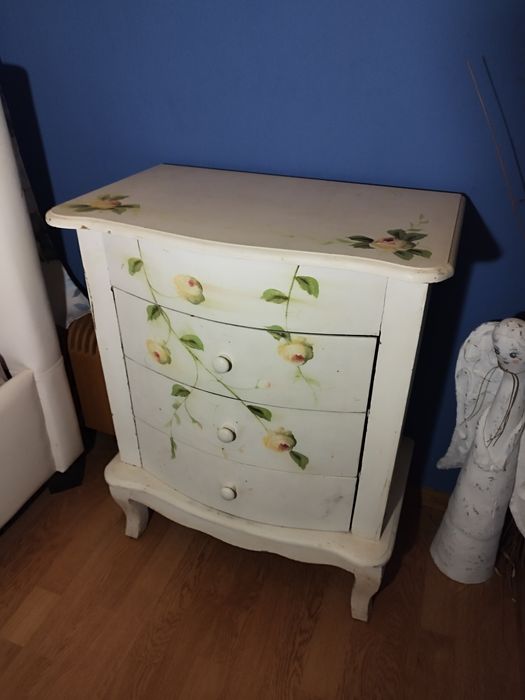 3 szt Komoda szafka nocna Prowansalska z szufladami decoupage zdobiona