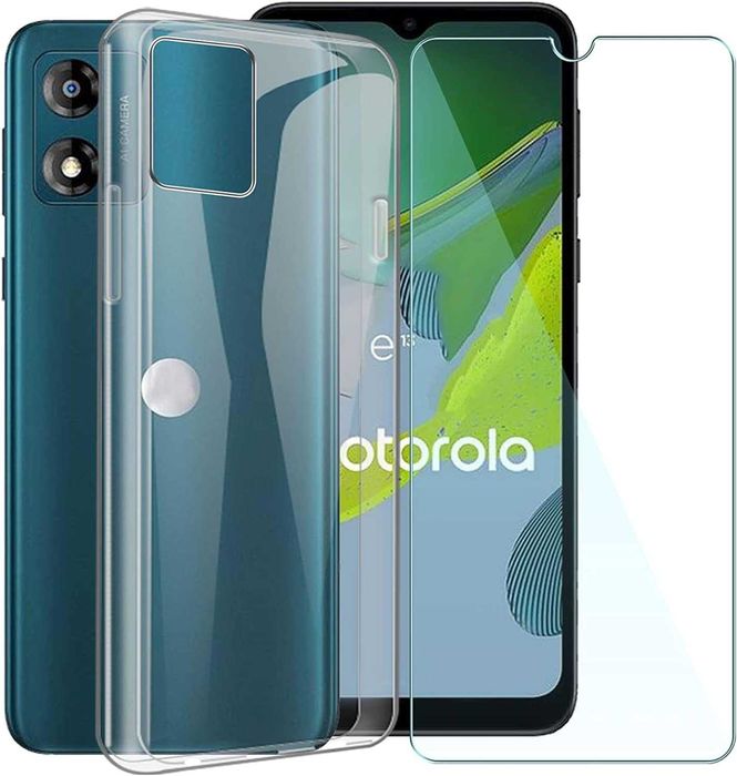 Etui transparentne do Motorola Moto E13 + Szkło Hartowane