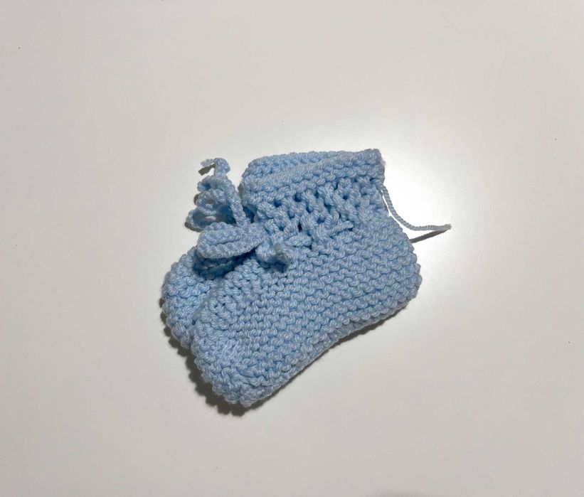 Blue Knitted Baby Booties