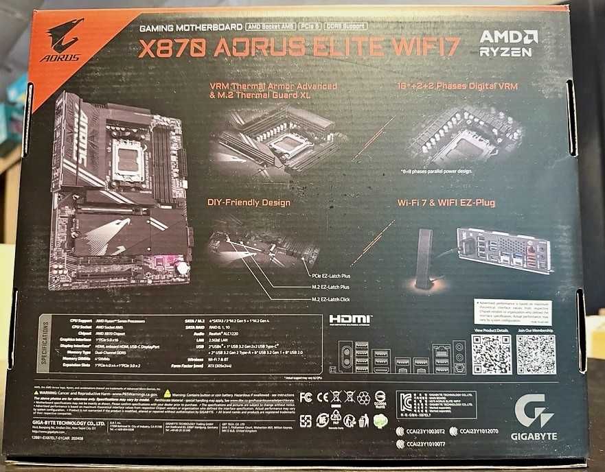 Нова материнська плата GIGABYTE X870 AORUS ELITE (Socket AM5 / DDR5)