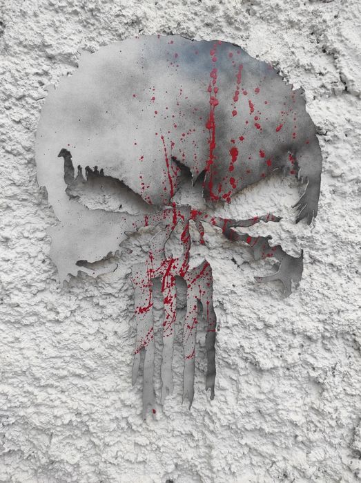 Металеве панно,шеврон Каратель Punisher.  Світильник нічник емблема з металу. Подарунок