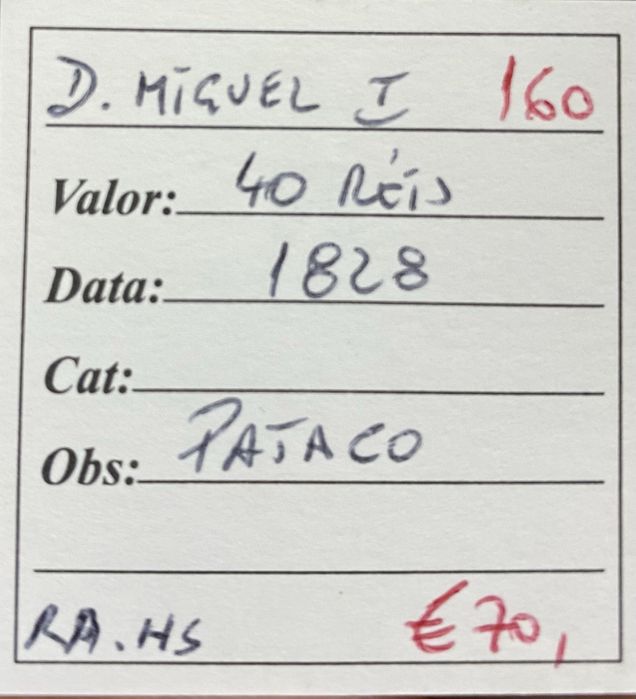 Moeda 160 - 40 Reis D MIGUEL I - 1828