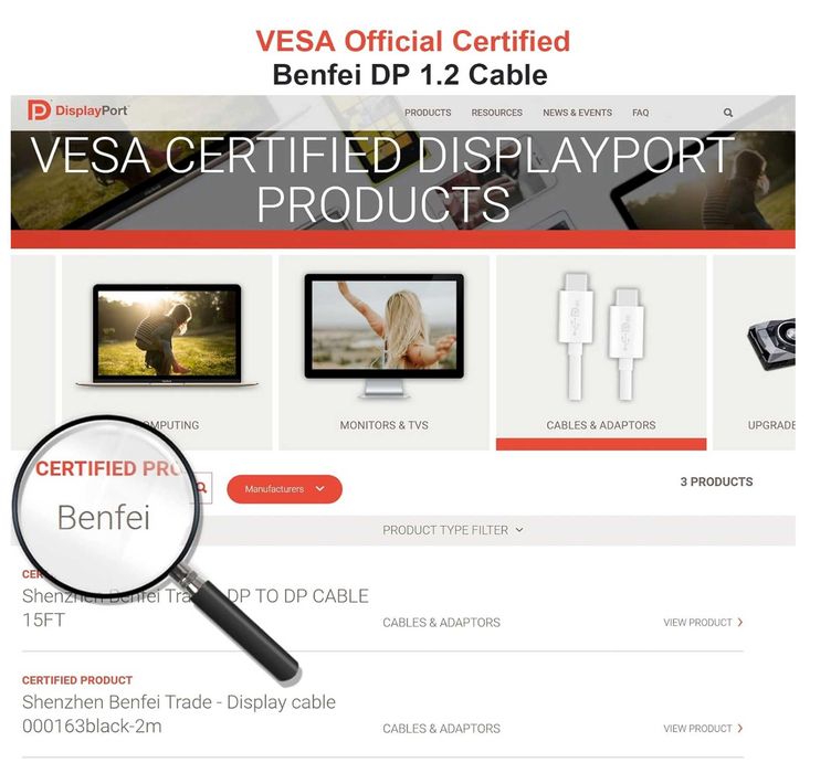 kabel DisplayPort na DisplayPort 1,8 m 4K przy 60 Hz, 2K przy 165 Hz Lenovo, Dell, HP, ASUS