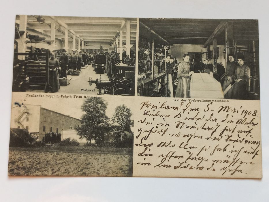 Przełęk (Preiland)- powiat Nysa - stara pocztówka z 1908 r.- dywany