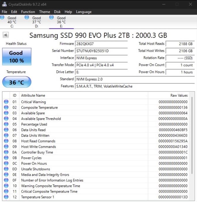 SSD nvme gen 4 Samsung 990 evo plus 2tb