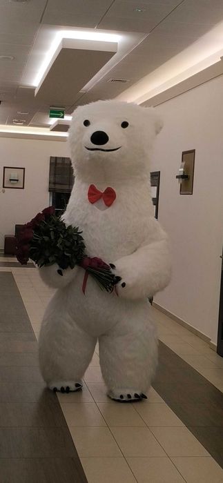 Kostium dmuchany przebranie pneumatyczne 2,6m biały miś