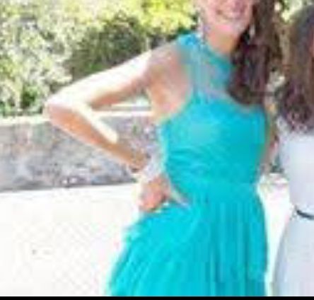 Vestido azul turquesa  cerimónia comprido