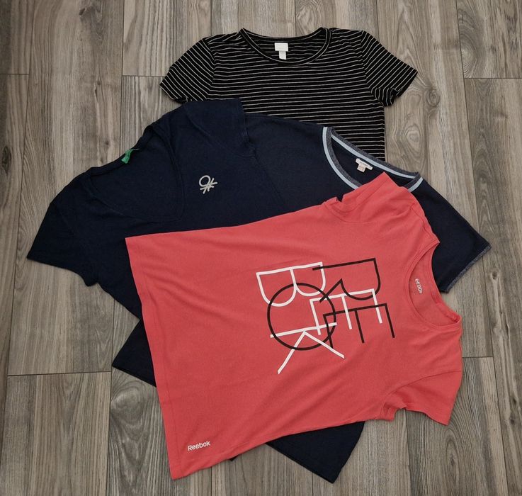 Zestaw koszulek damskich T-shirty  4 sztuki rozm M 38 H&M REEBOK ESPRIT BENETTON