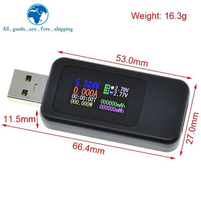 USB-тестер Keweisi MX-18L 10 в 1 цифровий вольтметр, амперметр