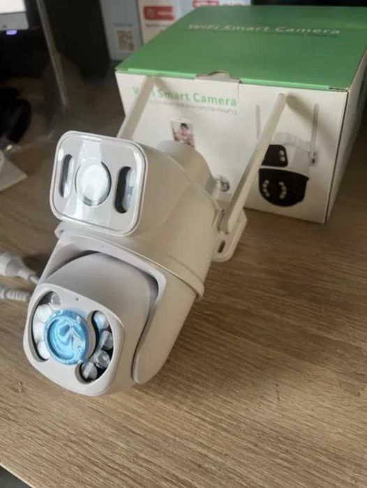 ip wifi камера відеоспостереження, 2 лінзи, 8 мп, вулична, поворотна