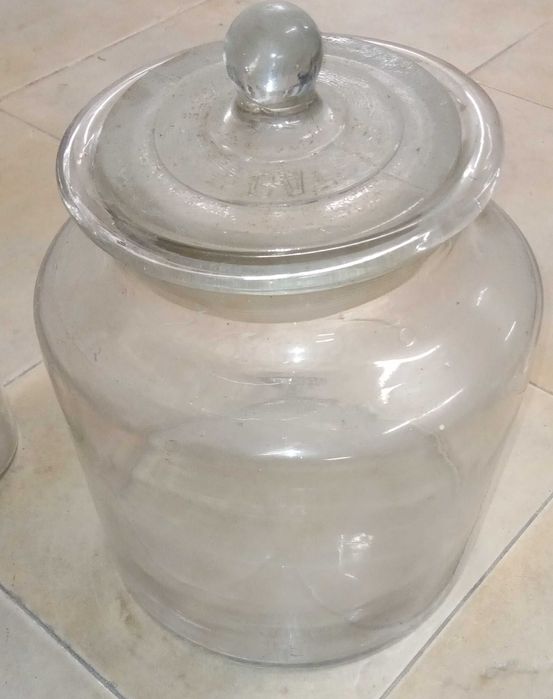 Frasco vidro antigo, tipo "farmácia", grande.