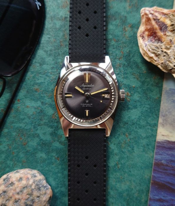 Zegarek Aquastar Geneve Corsair Datejust Vintage 60s-70s Swiss Made Unisex Diver Y2K