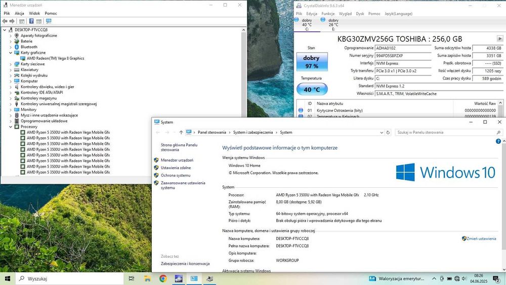 Laptop HP 17-ca1205ng Ryzen 5/8GB DDR4/SSD/HDD/Win 10/11