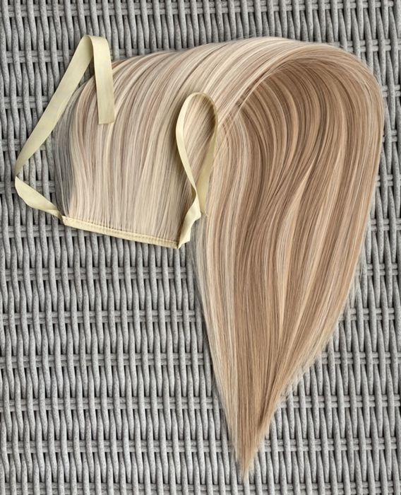 Premium Ultra Włosy doczepiane, blond, pasemka, refle, kucyk, 565.